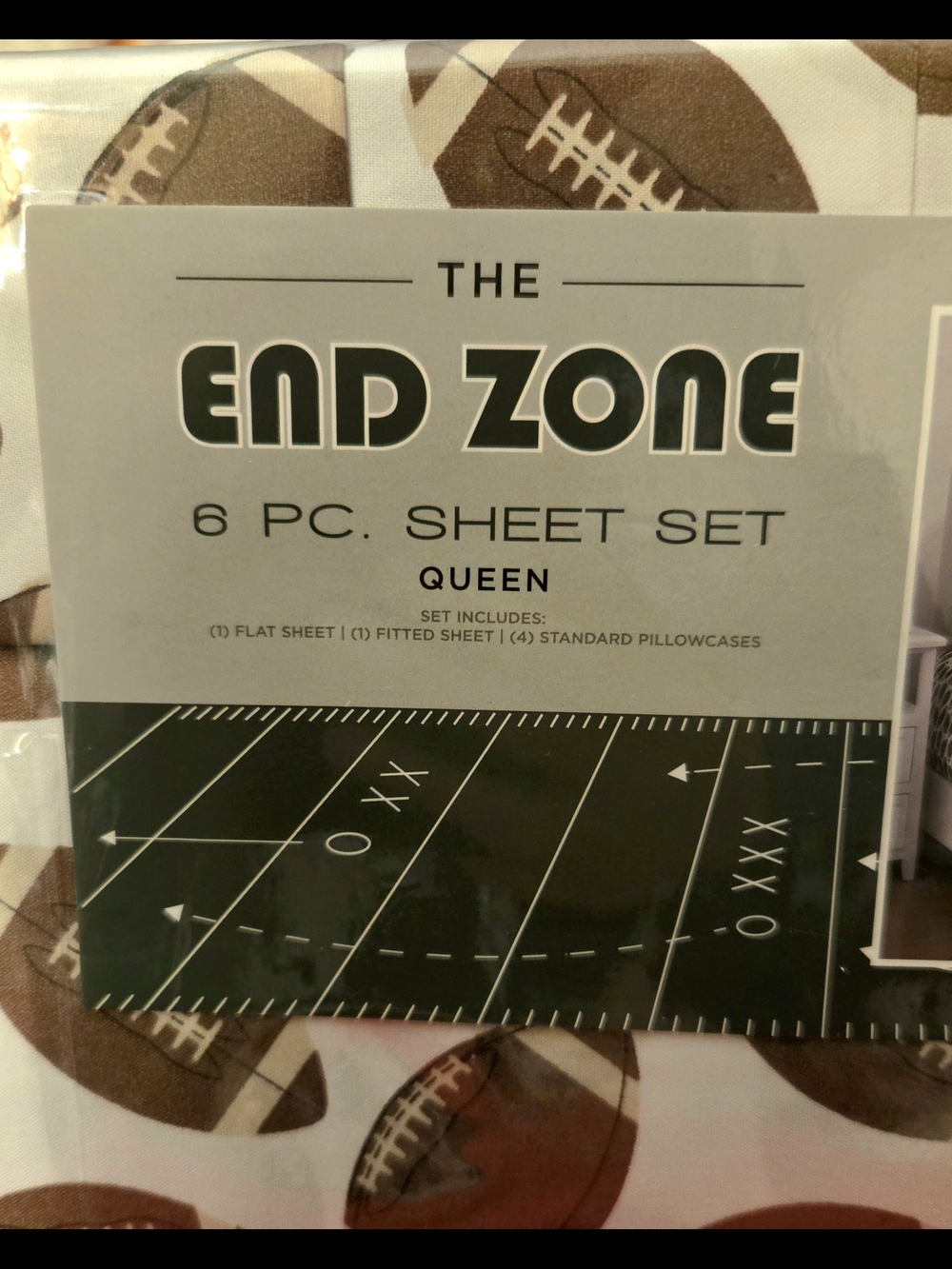 End Zone Football 6-Piece Sheet Set - Brown & White
